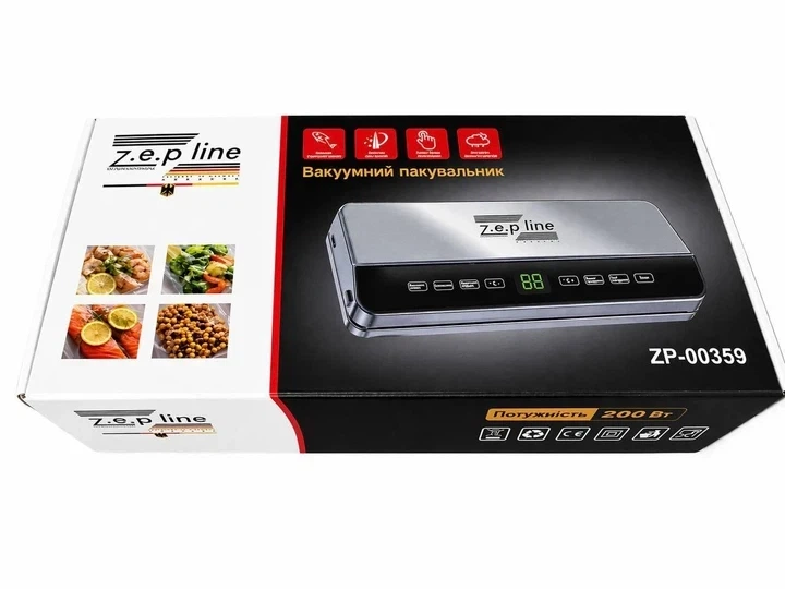 Вакуумный упаковщик для пищевых продуктов 200Вт Zepline ZP-00359 Бытовой автоматический вакууматор с LED дисплеем + 20 пакетов - изображение 9