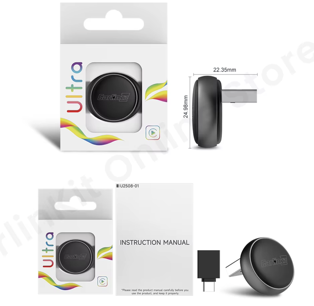 Carlinkit 2 в 1 5.0 Mini Ultra 3 бездротовий адаптер CarPlay Android Auto USB-A/Type-C | швидке підключення - зображення 2