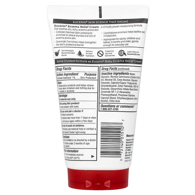Крем от экземы Eucerin "Eczema Relief Body Cream" для сухой, раздраженной и поврежденной кожи тела (141 г) - изображение 2