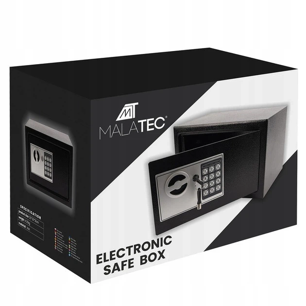 Електронний сейф Malatec 22627, код + ключ, для грошей, монет і документів, для дому та офісу - Фото 7 Електронний сейф Malatec 22627, код + ключ, для грошей, монет і документів, для дому та офісу - зображення 7