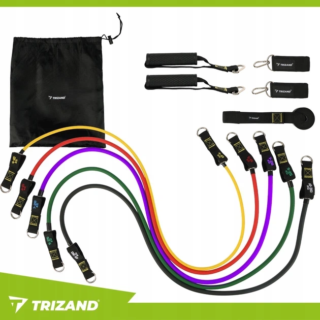Набір еспандерів Trizand 25880, 5 шт, гумки для фітнесу, для рук, ніг, спини, преса та грудей - зображення 5