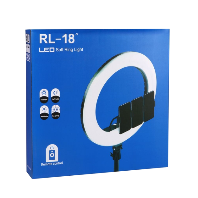 Кільцева лампа OEM Fill Light 45 см 3200-5500K з кріпленням для телефона та фотоапарата чорна - Фото 2 Кільцева лампа OEM Fill Light 45 см 3200-5500K з кріпленням для телефона та фотоапарата чорна - зображення 2