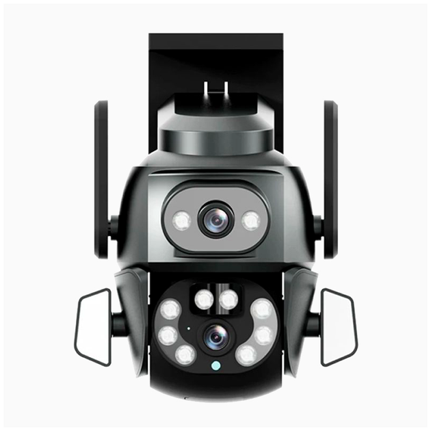 Смарт камера уличная 4MP 2 камеры 350° поворотная ночное видение черный XO CR04 Robot Dual - изображение 6