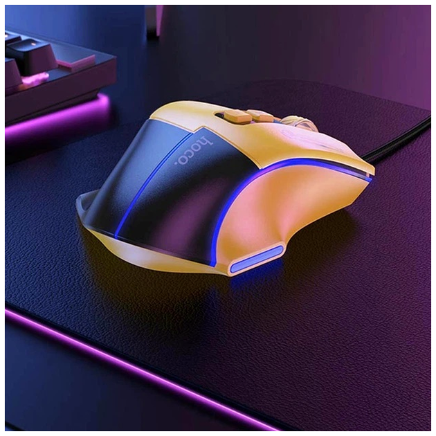 Ігрова миша USB Hoco GM31 Overlord 3600 DPI 1.5 м біла синя ABS пластик для геймерів - зображення 5