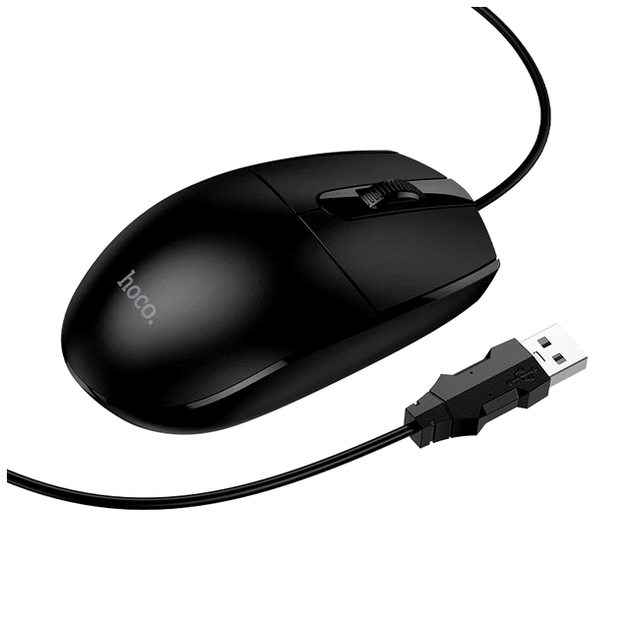 USB провідна оптична миша Hoco GM50 1000 DPI чорна з ABS пластику для комп'ютера - зображення 5