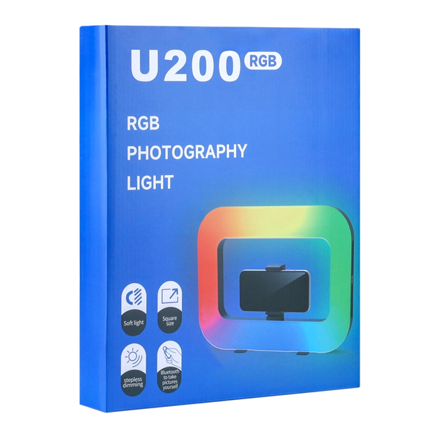LED лампа OEM RGB 20W 8000mAh 225x295x33мм USB Type-C ABS для студийной подсветки U200 черный - Фото 2 LED лампа OEM RGB 20W 8000mAh 225x295x33мм USB Type-C ABS для студийной подсветки U200 черный - изображение 2