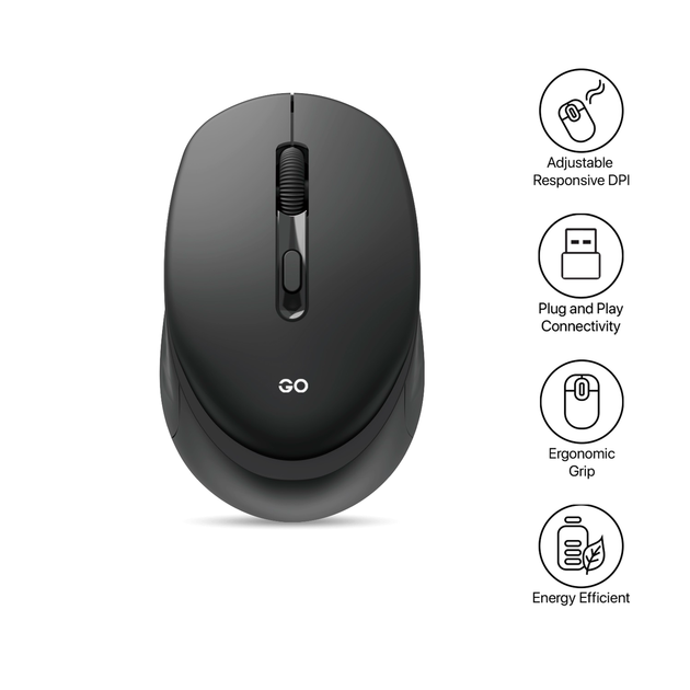 Бездротова миша Fantech GO W609 Чорний 1600 DPI USB ергономічний адаптер для повсякденного використання - зображення 7