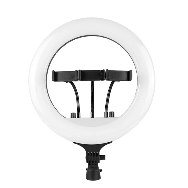 Лампа Fill Light RL-14 36 см чорна шарнірна конструкція з 3 тримачами для телефонів і регулюванням яскравості - Фото 1 Лампа Fill Light RL-14 36 см чорна шарнірна конструкція з 3 тримачами для телефонів і регулюванням яскравості - зображення 1