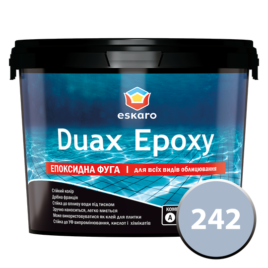 Фуга Duax Epoxy №242 (сіро-синій) 2 кг - Фото 1 Фуга Duax Epoxy №242 (сіро-синій) 2 кг - изображение 1