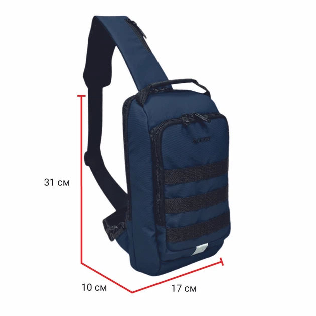 Рюкзак через плече (слінг) Derby 012602 Sling Navy — міський однолямковий рюкзак, Oxford 600D TPU синій - зображення 3