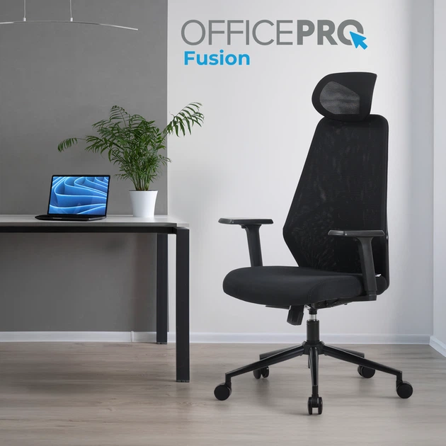 Крісло офісне OfficePro Fusion OC577B Black - Фото 7 Крісло офісне OfficePro Fusion OC577B Black - изображение 7