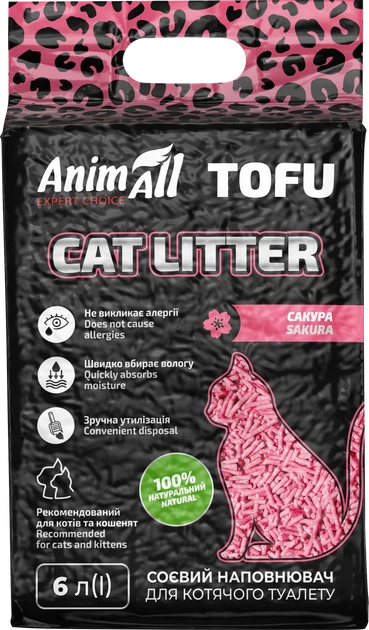 Наповнювач для котячого туалету AnimAll ТОФУ Сакура 2.6 кг / 6 літрів - Фото 1 Наповнювач для котячого туалету AnimAll ТОФУ Сакура 2.6 кг / 6 літрів - изображение 1