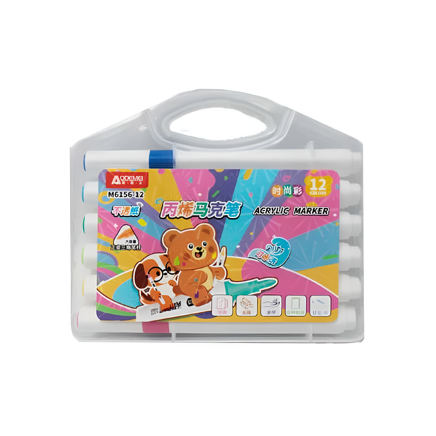Маркер акриловий Aodemei Animals Washable 12 шт пластиковий бокс (6156-12M) - Фото 1 Маркер акриловий Aodemei Animals Washable 12 шт пластиковий бокс (6156-12M) - изображение 1