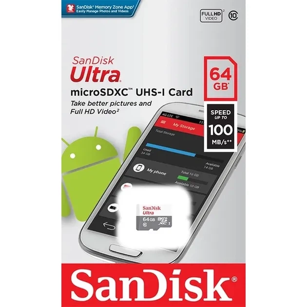 Карта пам'яті SanDisk Ultra 64Gb class 10 SDSQUNR-064G-GN3MN - изображение 2