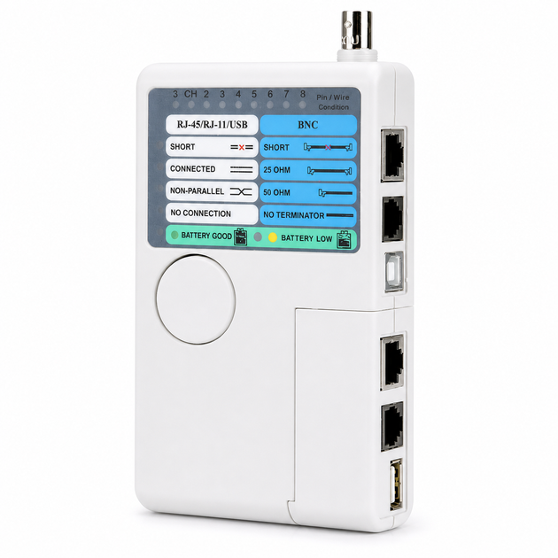 Сетевой тестер 4-в-1 для кабелей LAN RJ45 RJ11 USB BNC портативный кабельный тестер UTP STP с удаленным модулем - изображение 6