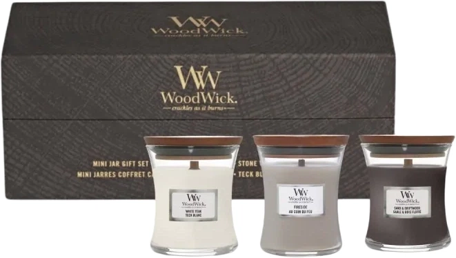 Набір свічок Woodwick Mini Jar 3x85 г (5038581153070) - Фото 1 Набір свічок Woodwick Mini Jar 3x85 г (5038581153070) - зображення 1