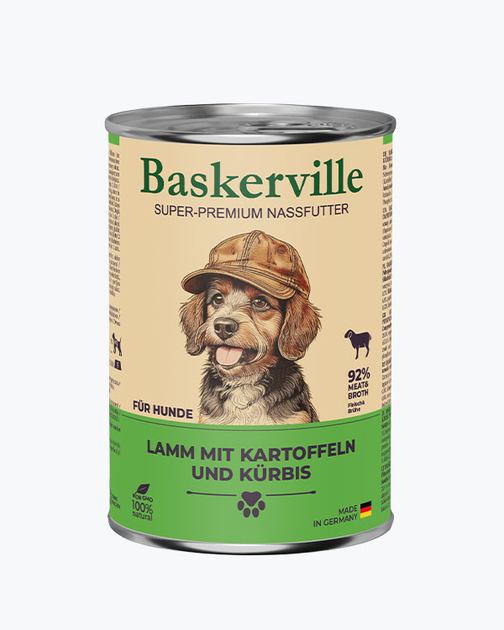 Вологий корм для собак Baskerville баранина з картоплею та гарбузом суперпреміум повнораціонний 400 г. - Фото 1 Вологий корм для собак Baskerville баранина з картоплею та гарбузом суперпреміум повнораціонний 400 г. - зображення 1