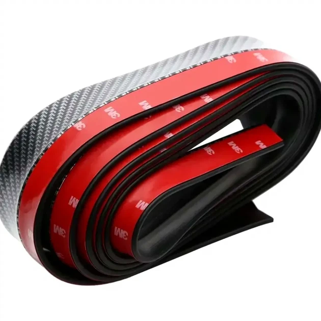 Молдинг на передний бампер 250х6 см резиновая губа SAMURAI CARBON для защиты и улучшения аэродинамики - изображение 9