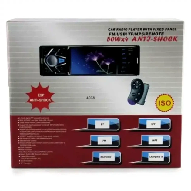 Автомагнитола MP5 4038 BT 4.1 1DIN 4x45W USB до 16Гб черный для автомобиля - изображение 6