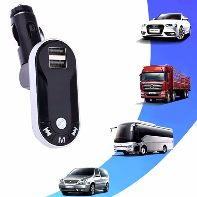 FM-трансмиттер Bluetooth для автомобиля с пультом 2 USB порта поддержка MicroSD 12-24V CM i9 черный - изображение 4