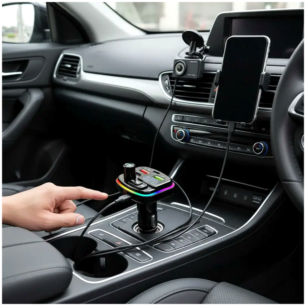 Автомобильный FM трансмиттер с зарядкой, 2хUSB, Type-C, PERVOI CTC-732 - изображение 3