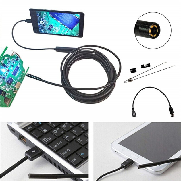 Эндоскоп мини камера 3.5м USB с водонепроницаемой конструкцией для смартфона - изображение 3