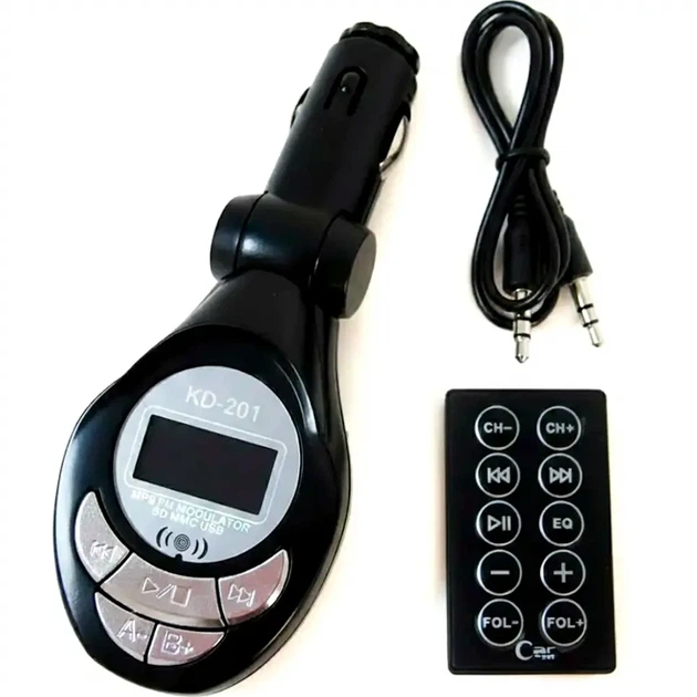 FM трансмиттер KD201 с пультом дистанционного управления USB SD TF MMC 12 В для автомобиля - изображение 3