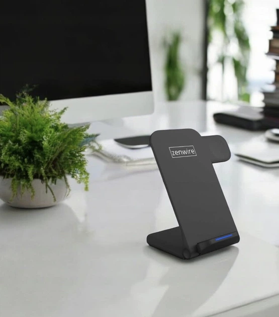 Ładowarka bezprzewodowa Zenwire 3-in-1 Wireless Charger USB-C for iPhone Samsung Watch QI 15W A11B Black (5904507529741) - obraz 2