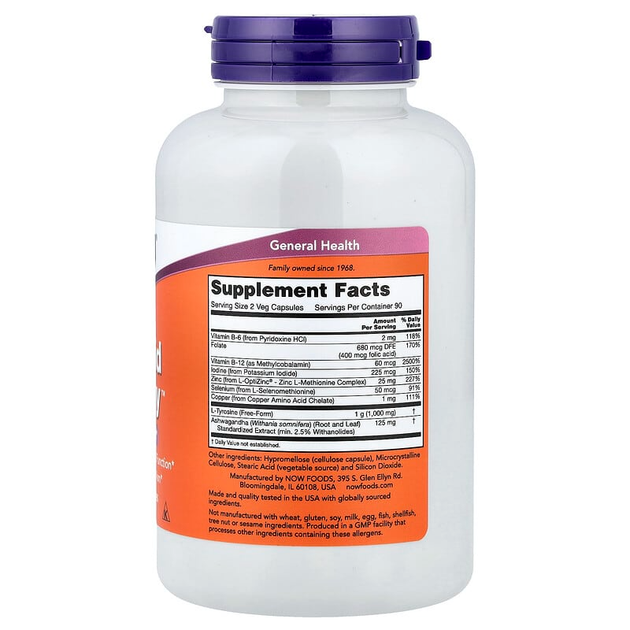 Комплекс для щитовидної залози NOW Foods, Thyroid Energy, підтримка функцій і гормонального балансу, 180 капсул - зображення 2