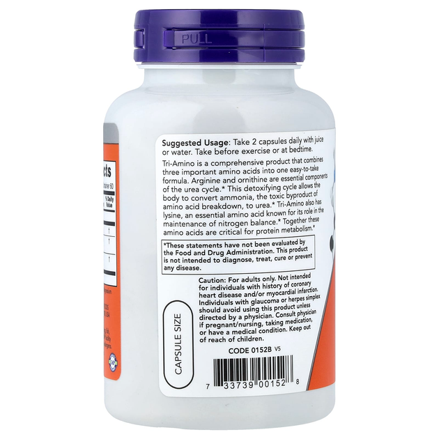 Комплекс аминокислот NOW Foods "Tri-Amino" для поддержания белкового обмена (120 капсул) - изображение 3
