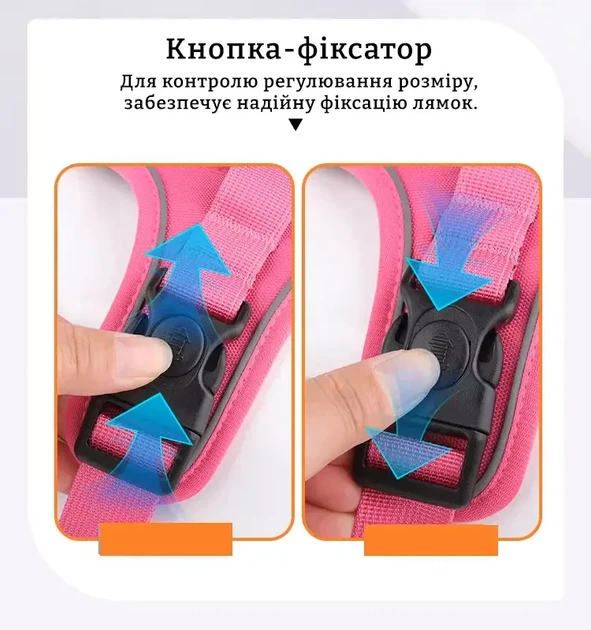 Прочная шлейка для собак DUOMM Oxford 1680D с кейсом под AirTag, голубая M - изображение 8