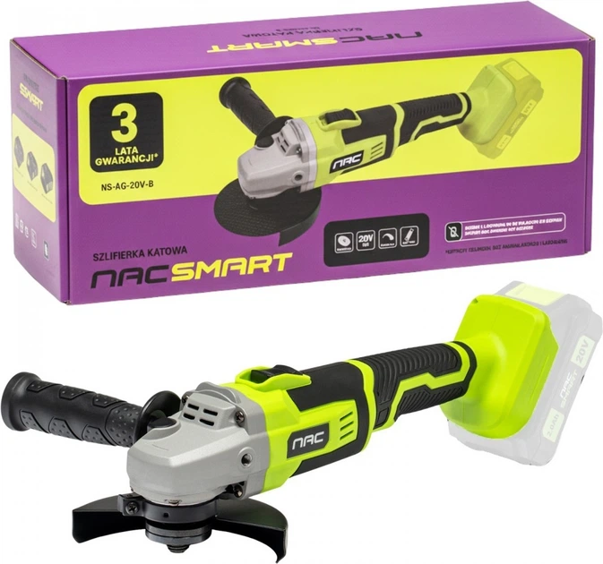 Кутова акумуляторна шліфмашина Nac SMART 125 мм NS-AG-20V- B без акумулятора та зарядного пристрою (5905842532038) - зображення 8