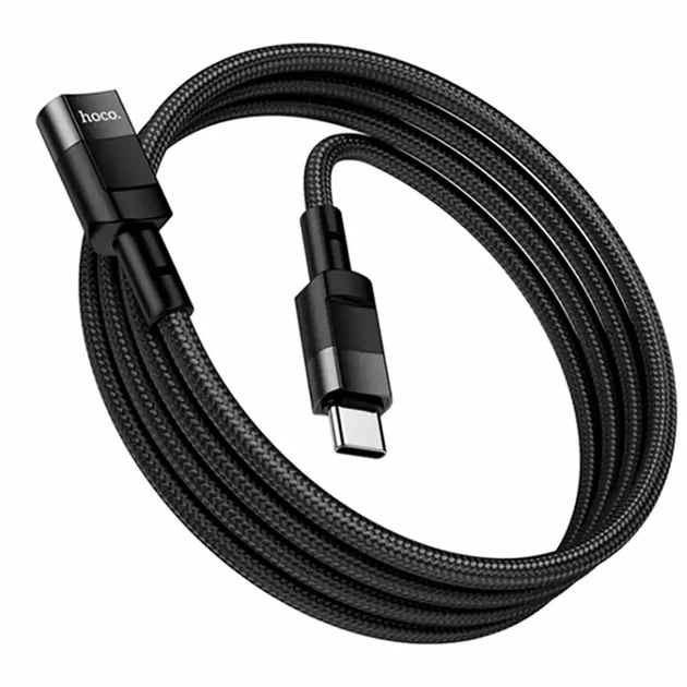 Кабель переходник Type-C папа на Type-C мама 1,2м 3А для зарядки и передачи данных HOCO U107 черный - Фото 4 Кабель переходник Type-C папа на Type-C мама 1,2м 3А для зарядки и передачи данных HOCO U107 черный - изображение 4