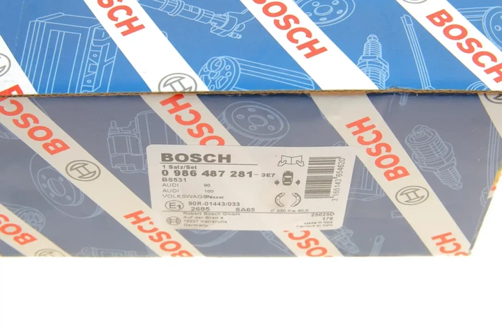 Гальмівна колодка BOSCH 0986487281 Audi 100, 80; Volkswagen Caddy, Passat, Jetta, Golf 8A0698525X, 8A0609527B, 431609528EV - Фото 9 Гальмівна колодка BOSCH 0986487281 Audi 100, 80; Volkswagen Caddy, Passat, Jetta, Golf 8A0698525X, 8A0609527B, 431609528EV - изображение 9