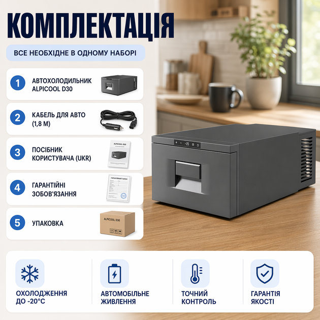 Компрессорный автохолодильник Alpicool D30 - изображение 3
