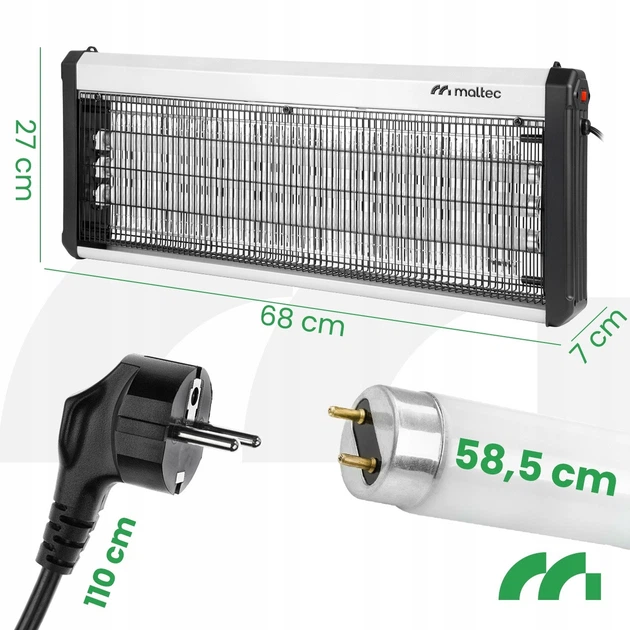 Промисловий знищувач комах 60W Maltec MasterKiller, потужна лампа від мух для складу, виробництва та магазину - изображение 5