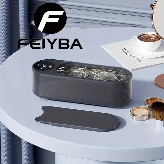 Акумуляторний очищувач Feiyba для окулярів, прикрас, годинників, брекетів і дрібних аксесуарів з USB-зарядкою та високочастотною вібрацією, чорний - зображення 2