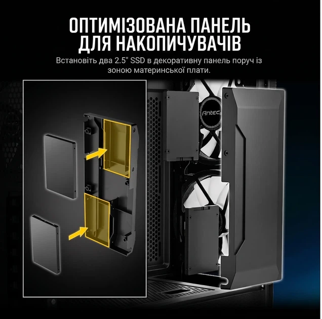 Корпус Antec NX416L / Mid-Tower / Mesh ARGB / 2 x 160мм + 1 x 120мм Fans / USB Type-C / Tempered Glass / Черный - изображение 4