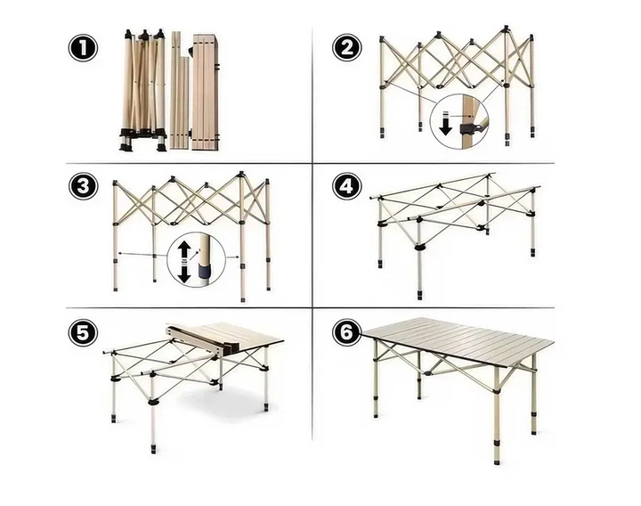 Стіл розкладний туристичний Folding Table 120х60 см Бежевий - изображение 3