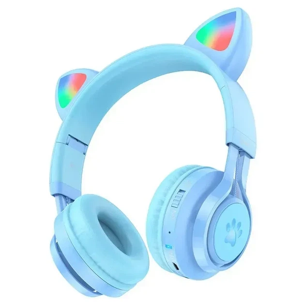 Навушники бездротові Hoco W39 Cat Ear Bluetooth blue - Фото 1 Навушники бездротові Hoco W39 Cat Ear Bluetooth blue - зображення 1