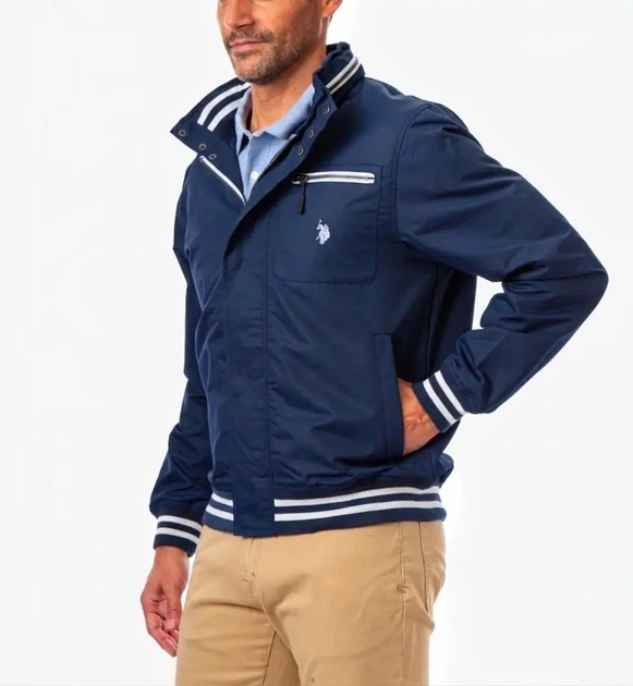 Мужская куртка-бомбер Yachting U.S. Polo Assn. с капюшоном Hidden Hood. S синяя - Фото 2 Мужская куртка-бомбер Yachting U.S. Polo Assn. с капюшоном Hidden Hood. S синяя - изображение 2