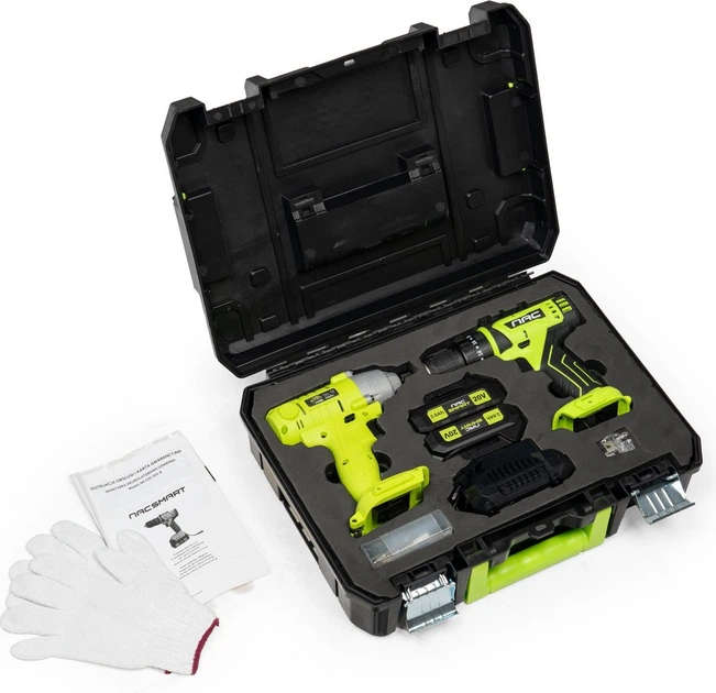 Zestaw Nac SMART NS-SET1-20V wkrętarka akumulatorowa + zakrętarka udarowa + akumulator + szybka ładowarka 20 V (5905842533370) - obraz 3