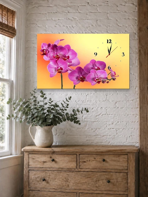 Картина на холсте MAKO Orchid Pink Orange с часами 30×53 см бесшумный плавный ход кварцевый механизм 3053-032 - Фото 3 Картина на холсте MAKO Orchid Pink Orange с часами 30×53 см бесшумный плавный ход кварцевый механизм 3053-032 - изображение 3