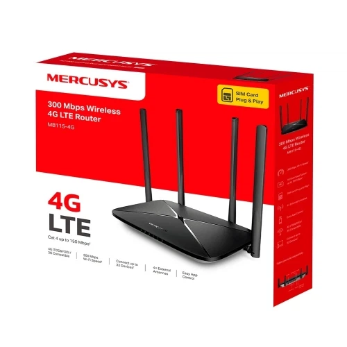 Роутер Mercusys MB115-4G, Black - зображення 4