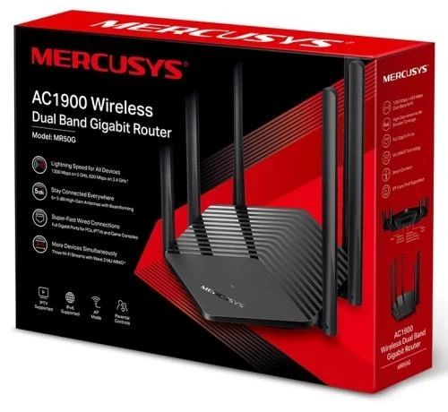 Роутер Mercusys MR50G Wi-Fi 802.11b/g/n/a, 1900Mb, 2 LAN 10/100/1000Mb - изображение 3
