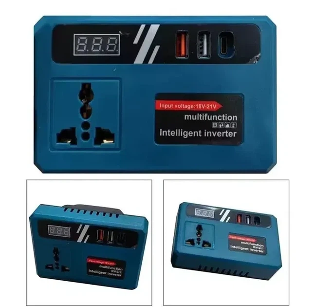 Інвертор RIAS R-150 акумуляторний с 18-21V на 220V 150W Blue (3_08221) - зображення 5