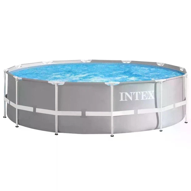 Каркасний басейн Intex 26716-1 круглий 8592 л зі сталевим каркасом міцний та надійний басейн для дітей і дорослих 366x99 см з драбинкою та чашею з ПВХ сірий басейн для саду та відпочинку - изображение 3