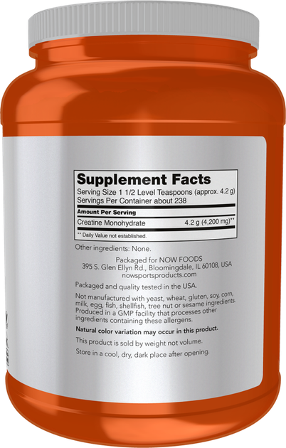 Suplement diety Now Foods Creatine Monohydrate Micronized 500 g (733739020383) - obraz 2