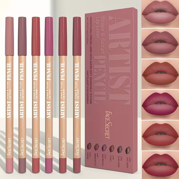 Набор матовых карандашей для губ Face Secret, оттенок Pink rosy - изображение 4