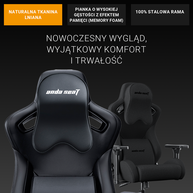 Крісло ігрове Anda Seat Kaiser Frontier XL Black Linen Fabric (AD12YXL-17-B-F-B02) - зображення 9